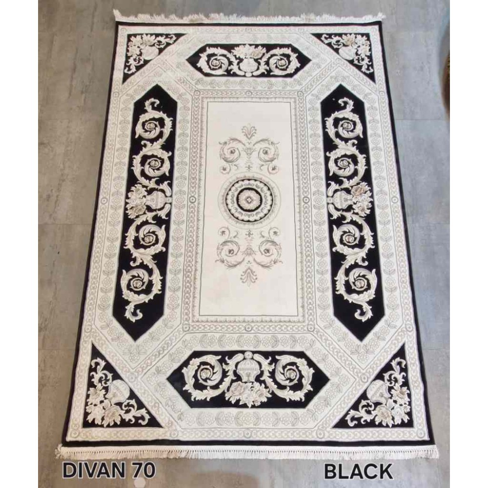 سجاد تركي ديفان 40970A اسود مقاس 300*500