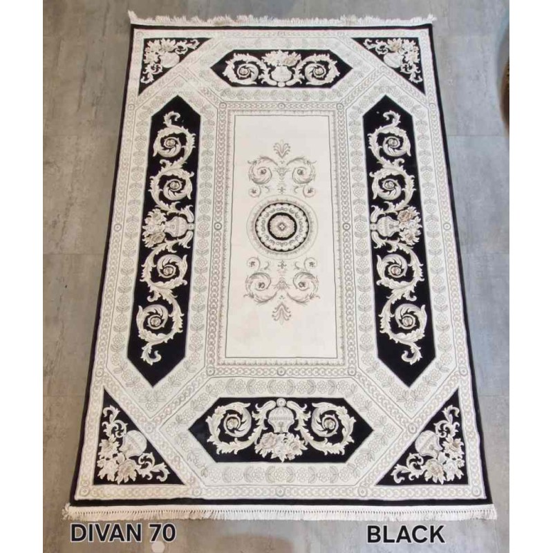 سجاد تركي ديفان 40970A اسود مقاس 150*230