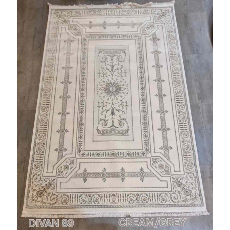 سجاد تركي ديفان 40989A كريم رصاصي مقاس 100*200