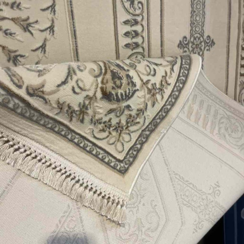 سجاد تركي ديفان 40989A كريم رصاصي مقاس 100*200