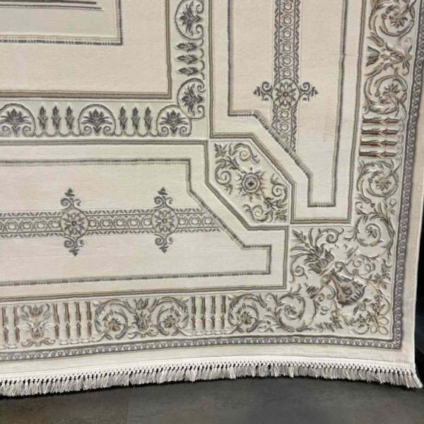 سجاد تركي ديفان 40989A كريم رصاصي مقاس 300*400