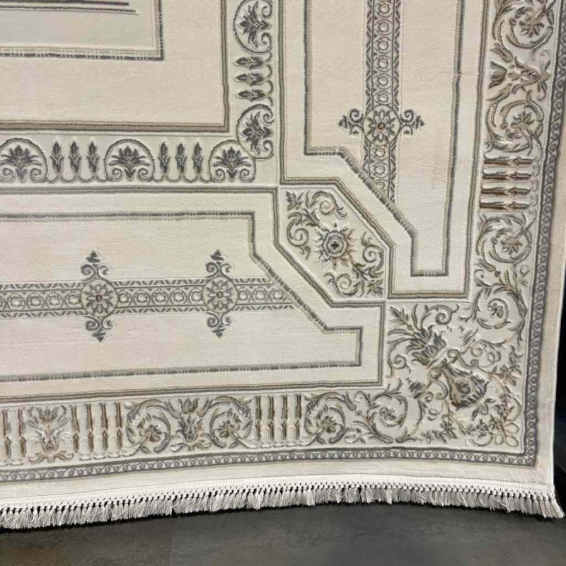 سجاد تركي ديفان 40989A كريم رصاصي مقاس 100*200