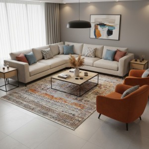 سجاد بوهيمي تركي امبيرا KO80A بيج انثراسيت مقاس 250*350