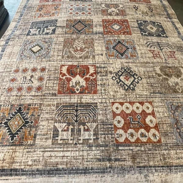 سجاد بوهيمي تركي امبيرا O307G بيج مولتي روز مقاس 250*350