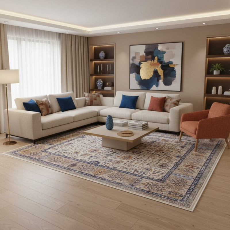 سجاد بوهيمي تركي امبيرا KP75A كريم بيج غامق مقاس 150*220 سجاد بوهيمي تركي امبيرا KP75A كريم بيج غامق مقاس 150*220