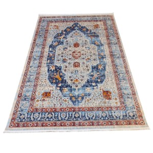 سجاد بوهيمي تركي امبيرا KP81B كريم سماوي غامق مقاس 150*220