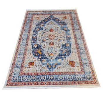 سجاد بوهيمي تركي امبيرا KP81B كريم سماوي غامق مقاس 150*220