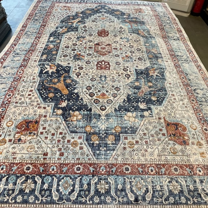 سجاد بوهيمي تركي امبيرا KP81B كريم سماوي غامق مقاس 150*220