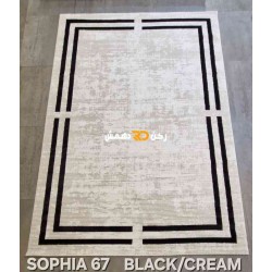 سجاد تركي اطار برواز صوفيا 67 كريم اسود مقاس 80*150