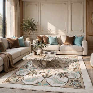 سجاد انطاليا نقش فرنسي تركي P0058B اخضر كريم مقاس 80*150