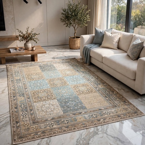 سجاد مكناس بوهيمي تركي OL406C بني مقاس 100*300