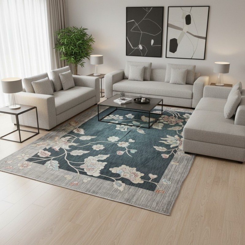 سجاد مود بوهيمي تركي J593AC انثراسيت رصاصي مقاس 150*220