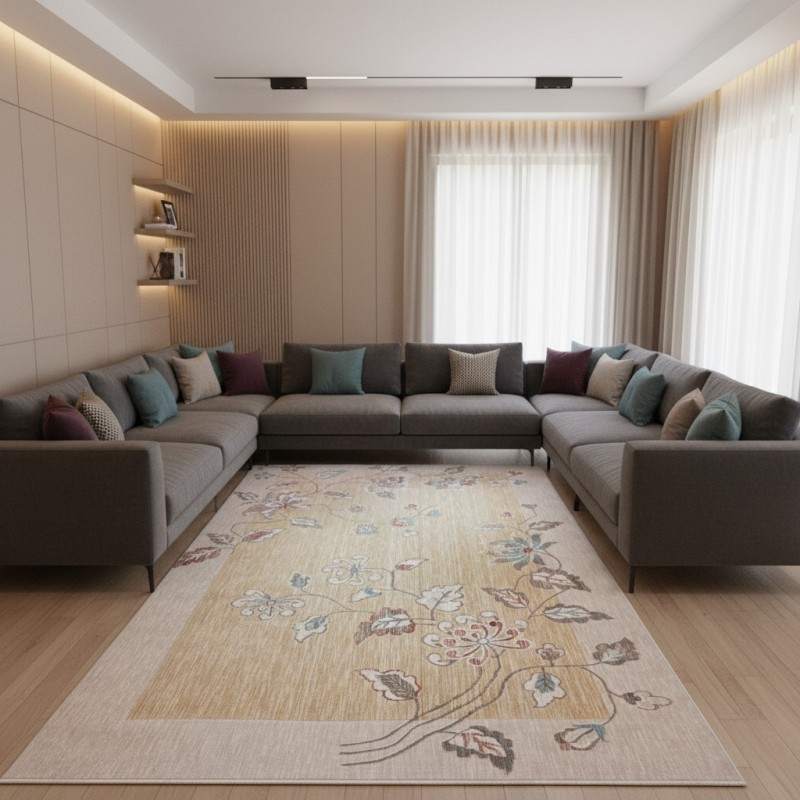 سجاد مود بوهيمي تركي J593AC رملي مقاس 250*350
