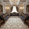 سجاد اويال تركي 9661D ابيض سماوي مقاس 150*220