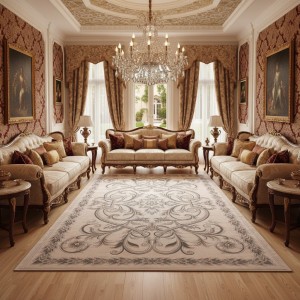 سجاد اويال تركي 9661D ابيض رصاصي مقاس 250*350
