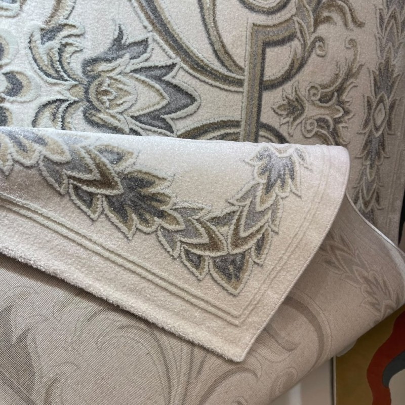 سجاد اويال تركي 9661D ابيض رصاصي مقاس 250*350