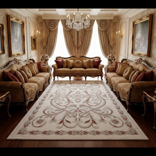 سجاد اويال تركي 9661D ابيض تيرا مقاس 150*220