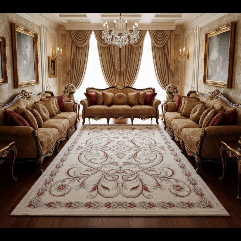 سجاد اويال تركي 9661D ابيض تيرا مقاس 250*350