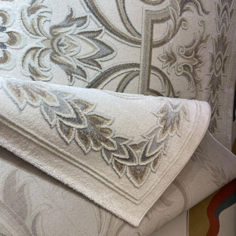 سجاد اويال تركي 9661D ابيض بيج مقاس 200*300