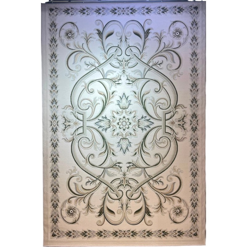 سجاد اويال تركي 9661D ابيض اخضر مقاس 150*220