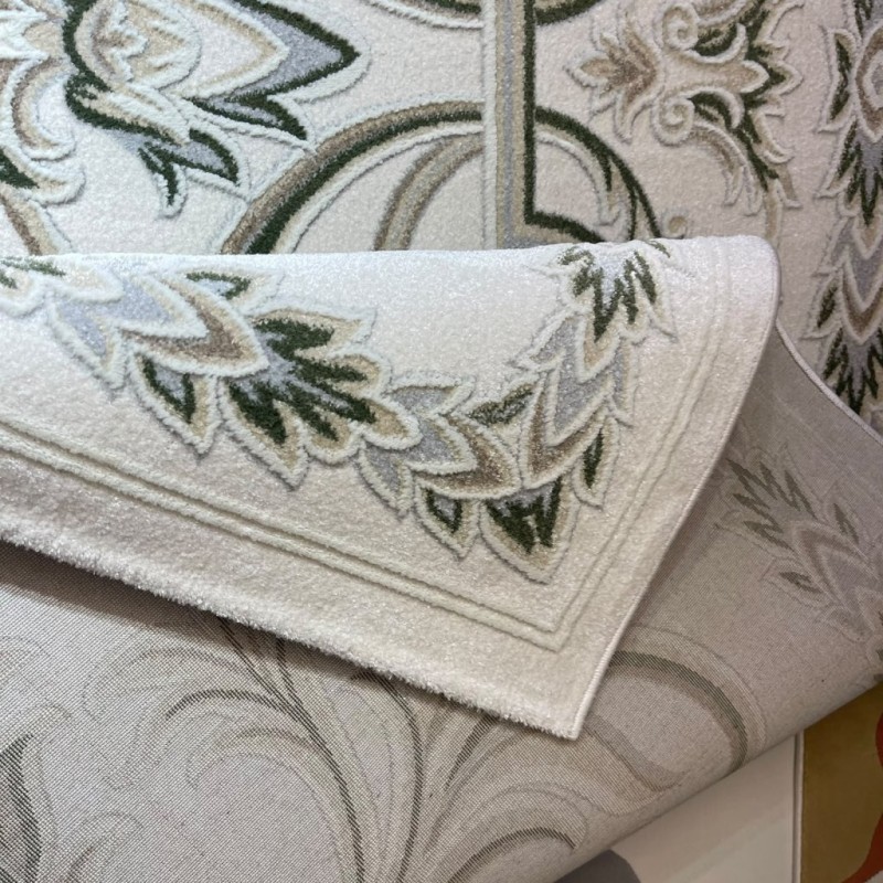 سجاد اويال تركي 9661D ابيض اخضر مقاس 150*220