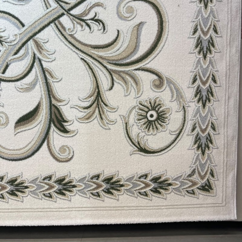 سجاد اويال تركي 9661D ابيض اخضر مقاس 150*220