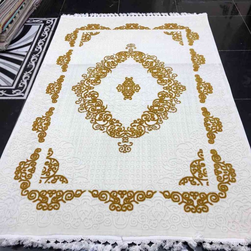 سجاد تركي فلوريا 8655 كريم و ذهبي